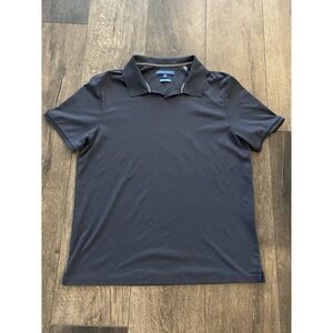 Vince Camuto Polo Mens Large Cuban Collar Pima Cotton Blue Short Sleeve